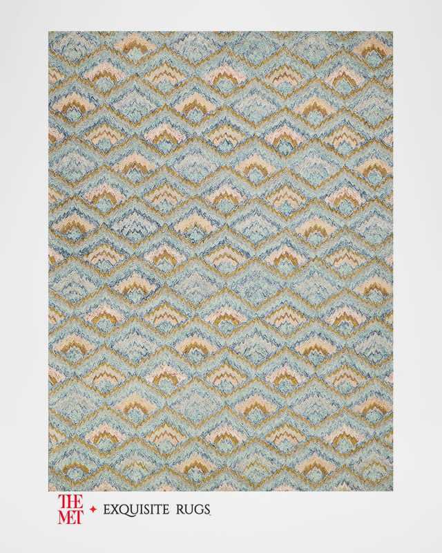 Bargello Hand-Tufted Light Blue Multi Rug, 10' x 14'